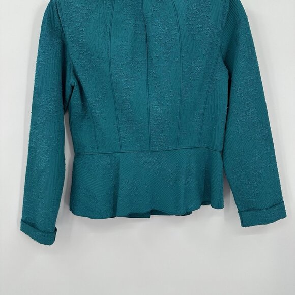 LAFAYETTE 148 jacket blazer teal 6 small cotton career business textured - Picture 8 of 10